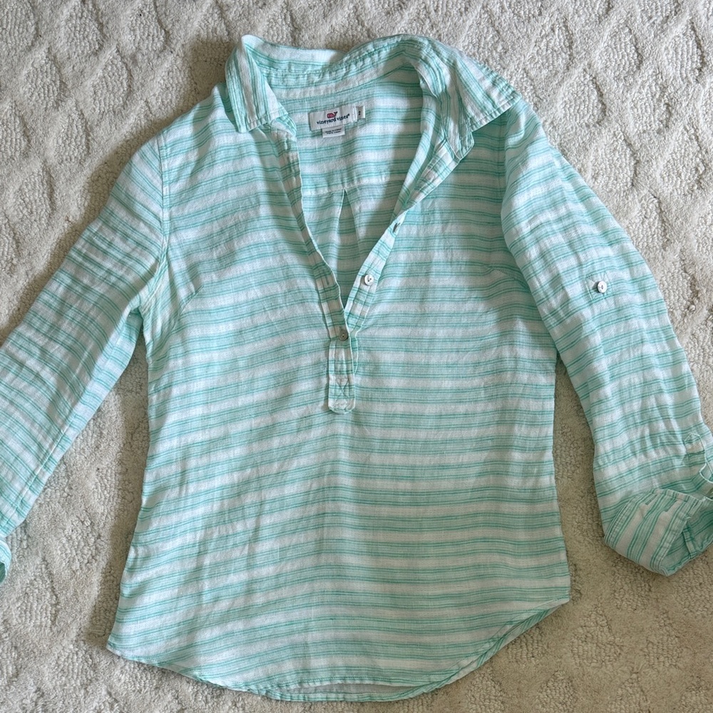 Vineyard Vines Linen Striped Popover Shirt